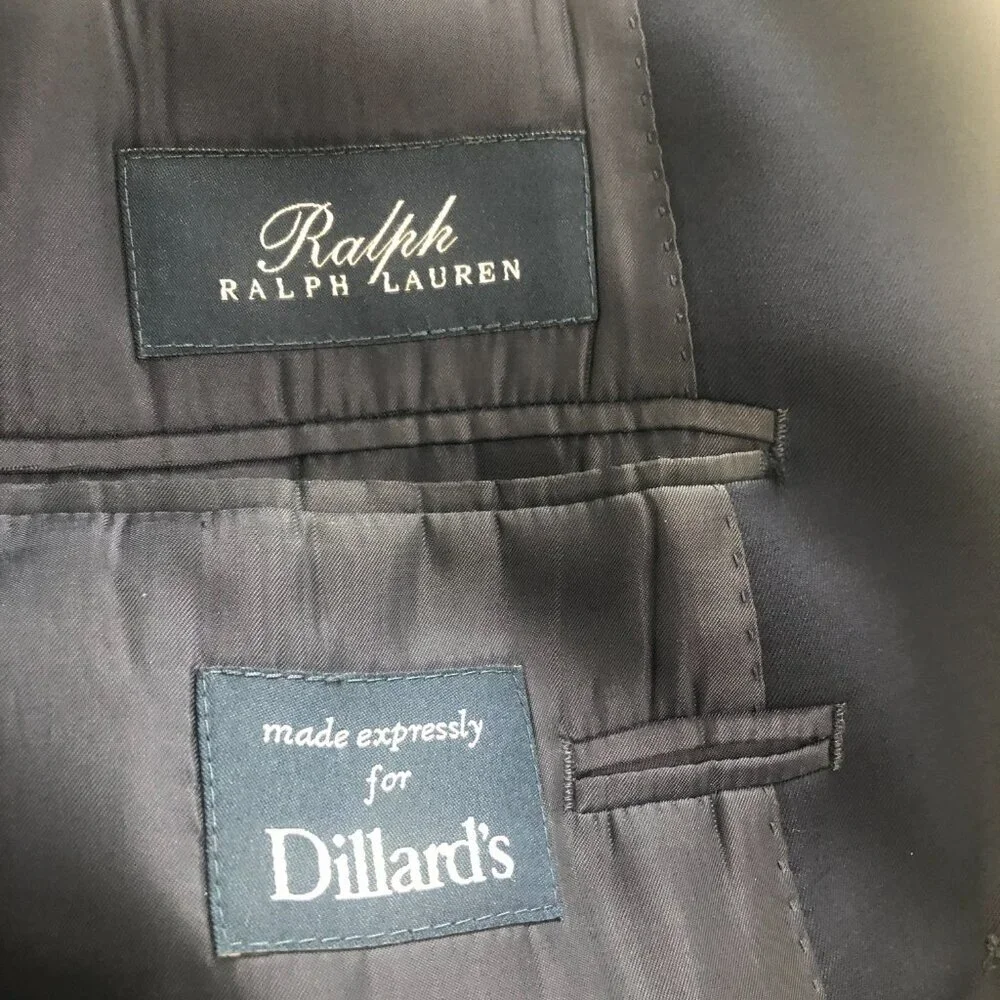 Ralph Lauren for Dillards Men's Navy Blue Suit Blazer 2‎ Buttons 48R